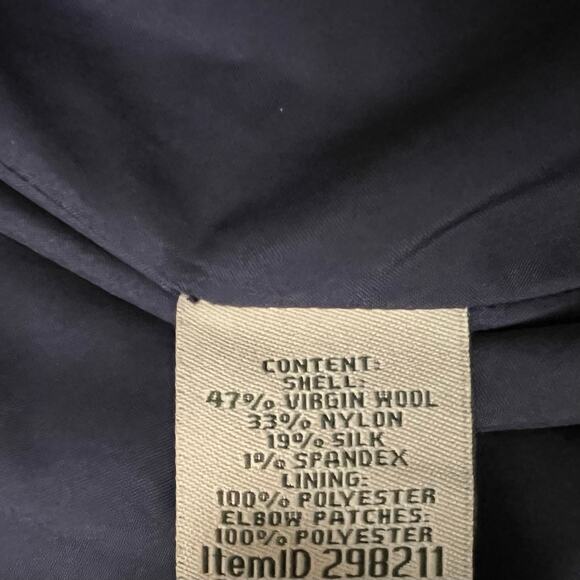 L.L.Bean Women's Tweed Blazer Jacket Wool Medium Blue Lined Elbow Patches - Picture 6 of 6